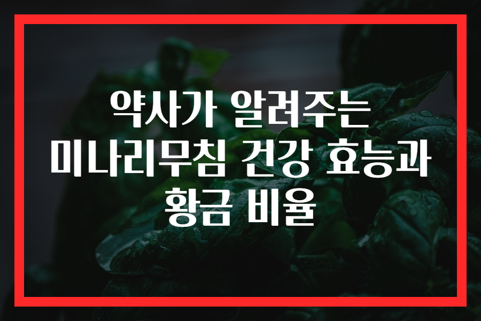 약사가 알려주는 미나리무침 건강 효능과 황금 비율