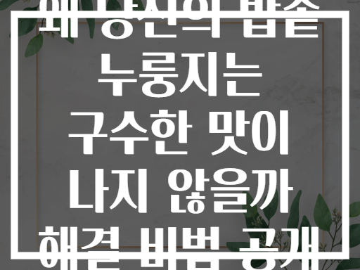 왜 당신의 밥솥 누룽지는 구수한 맛이 나지 않을까 해결 비법 공개